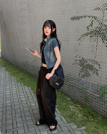 Horse Banding Strap Wide Pin Tuck Pants